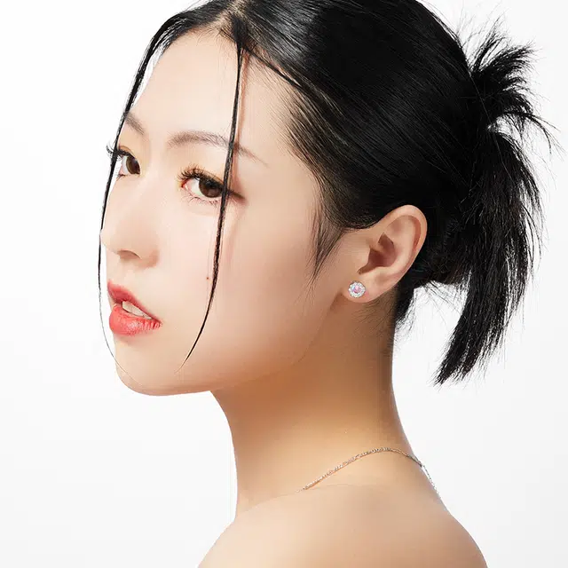 名工珠宝 浮光耳钉女银耳针耳饰少女精致超闪气质个性百搭礼物