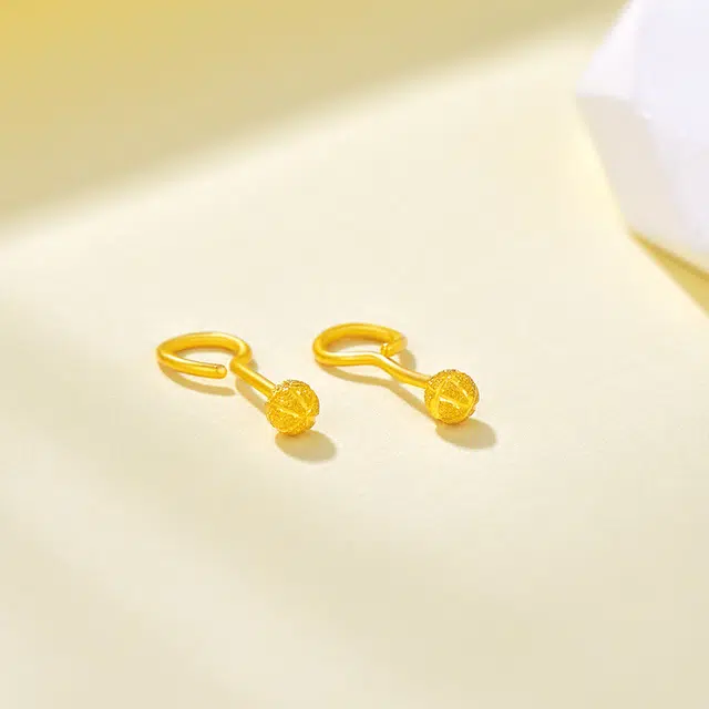 中银金行 黄金耳钉女款足金经典西瓜小圆珠耳饰磨砂光面小金珠