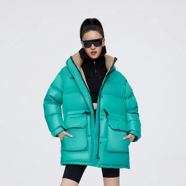 Bosideng 800 Fill Waist Hoodie Mid Down Jacket Women