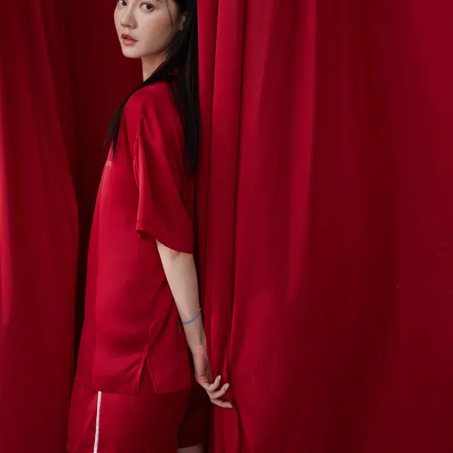 同语 夏季冰丝红色结婚睡衣薄款女士家居服凉感新婚套装 家居套装 女款 酡红 红色礼盒