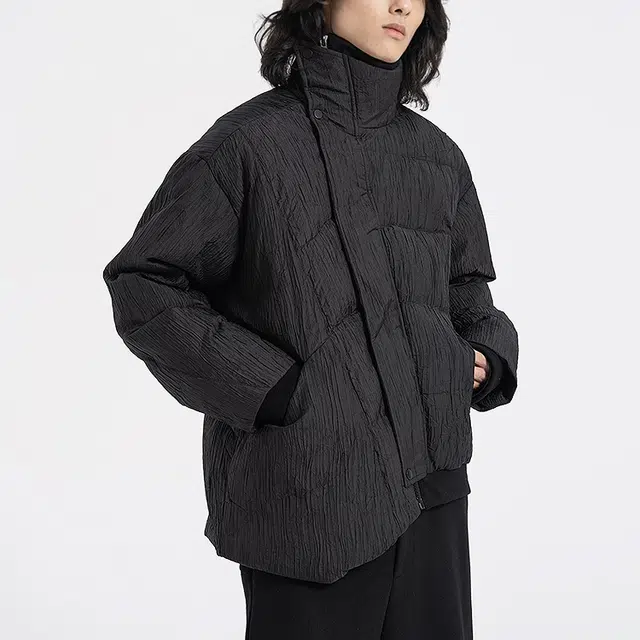 幻象者 短款加厚保暖面包立领宽松羽绒服 男女同款 黑色