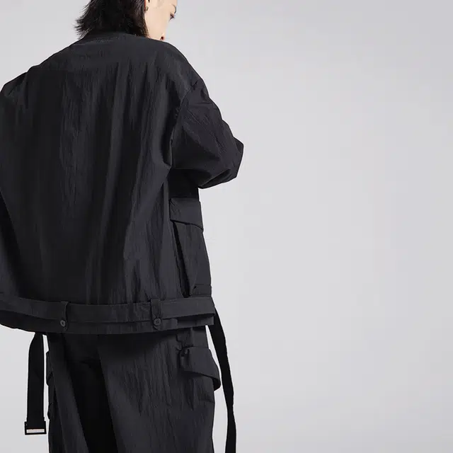 幻象者 纯色拉链工装夹克 男女同款 黑色