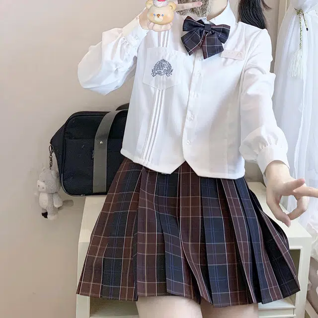东鲸岁时记 刺绣单排扣翻领长袖衬衫 女款 白色