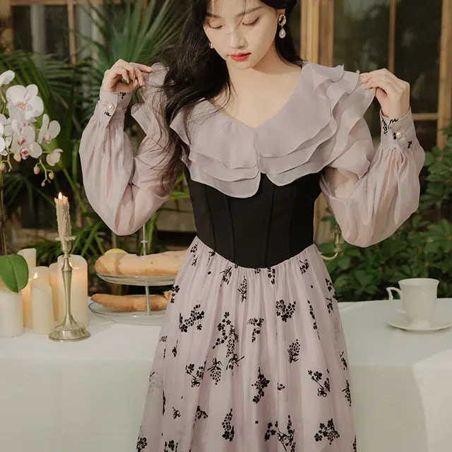彼得潘大叔 纯色娃娃领套头长袖衬衫 女款 紫色