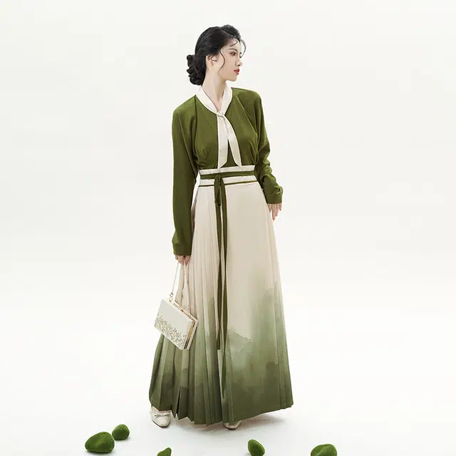 织造司 明制汉元素交领窄袖合身汉服 女款 绿色