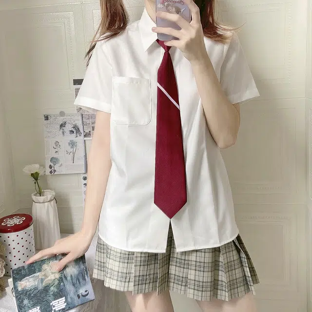 东鲸岁时记 纯色制服短袖衬衫 女款 白色