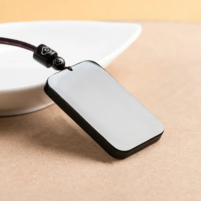 月斐 墨玉无事牌玉坠复古国潮系列本命年转运平安如意无事玉佩编绳 玉石 项链 男女同款情侣款