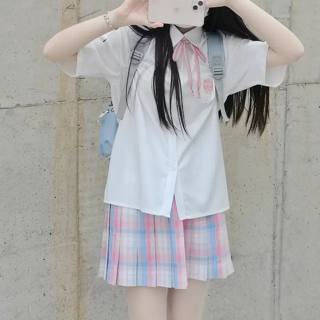 九条喵 刺绣短袖衬衫制服上装 女款
