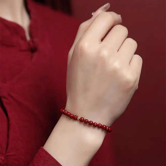 鸳鸯金楼转运金珠朱砂手串 宝宝  本命年守护朱砂手串男女同款复古手串