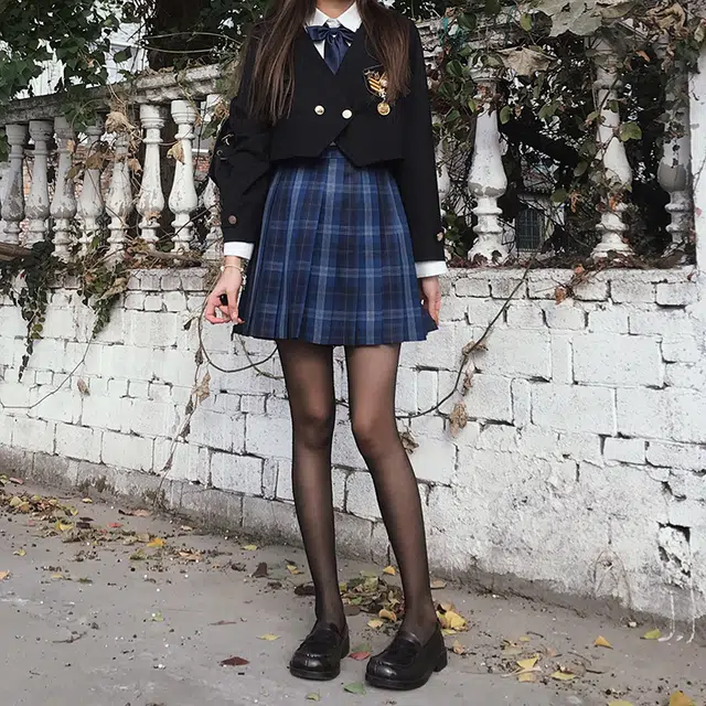 东鲸岁时记 格子高腰百褶短款制服裙装 津岚女高