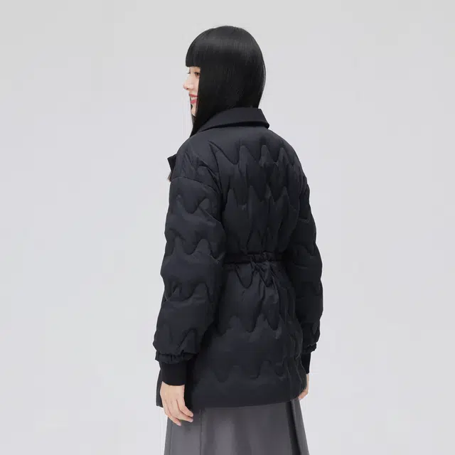 艾莱依 纯色收腰西装领修身假两件羽绒服 女款