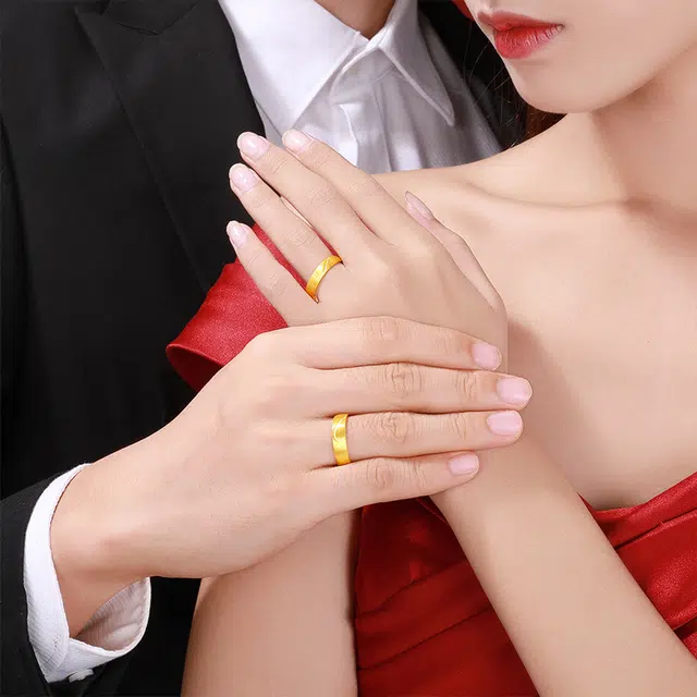 周六福 足金结婚活口可调节爱心戒 黄金 按克计价 戒指 男女同款情侣款