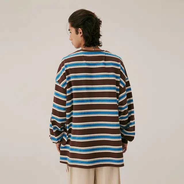 BEASTER Striped Crewneck Long Sleeve Tee
