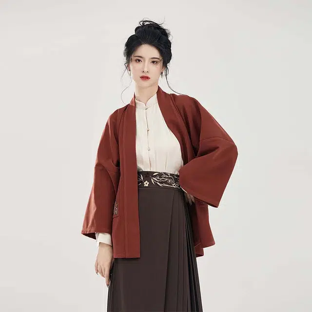 织造司 归秋 明制立领对襟衫汉元素褙子马面裙三件套汉服 女款