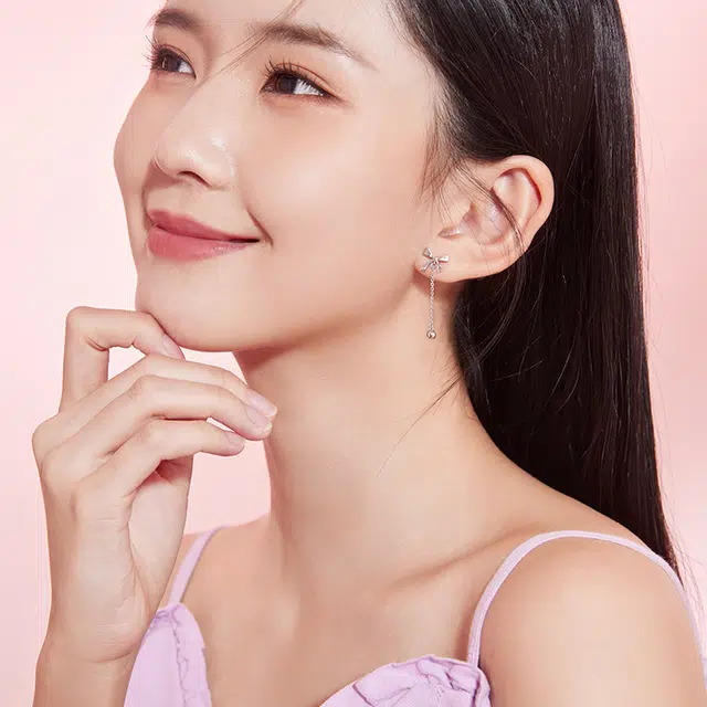 周六福 珠宝铂金耳饰蝴蝶结耳环 女款