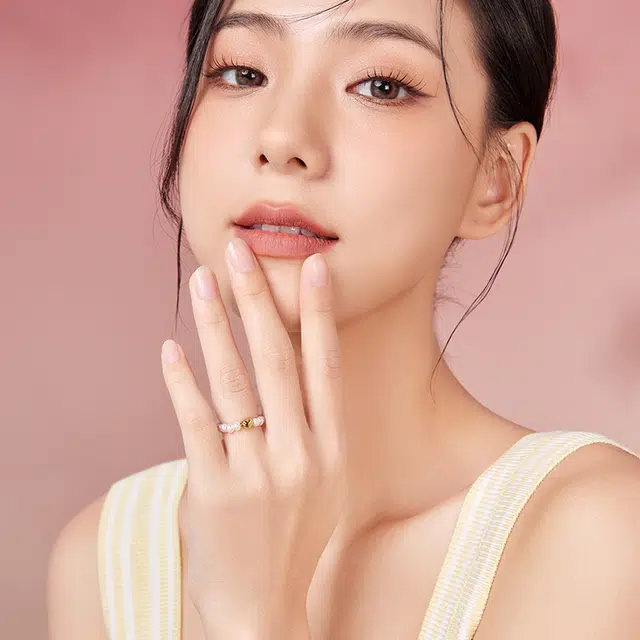 周六福 彩金优雅爱心造型时尚 淡水珍珠 戒指 女款