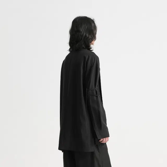 幻象者 纯色绑带长袖衬衫 男女同款 黑色