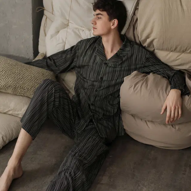 同语情侣睡衣男女春秋季纯棉薄款男女休闲韩版可外出 家居套装