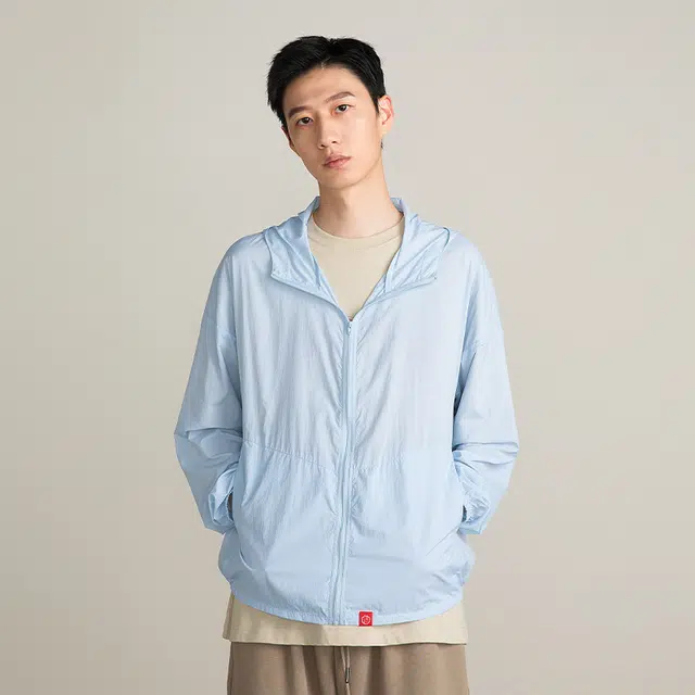 华人青年 薄款运动拉链透气连帽外套卫衣 男女同款