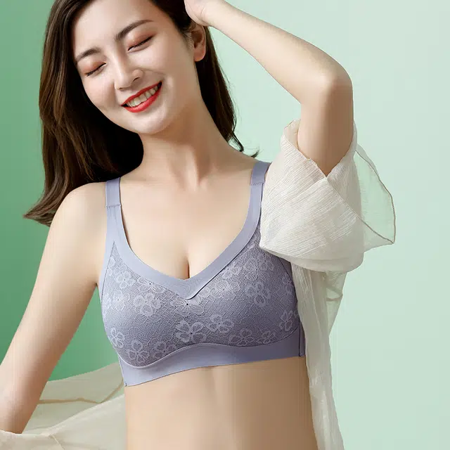 花蔓色 纯色收副乳防下垂调整型无痕无钢圈薄款文胸