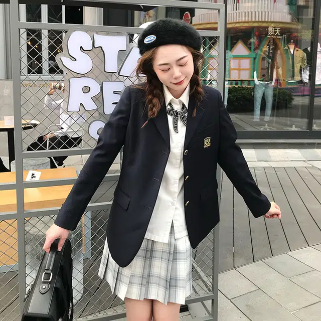 东鲸岁时记 格纹百褶高腰半身裙 女款