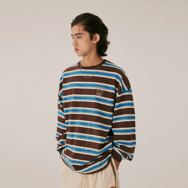 BEASTER Striped Crewneck Long Sleeve Tee