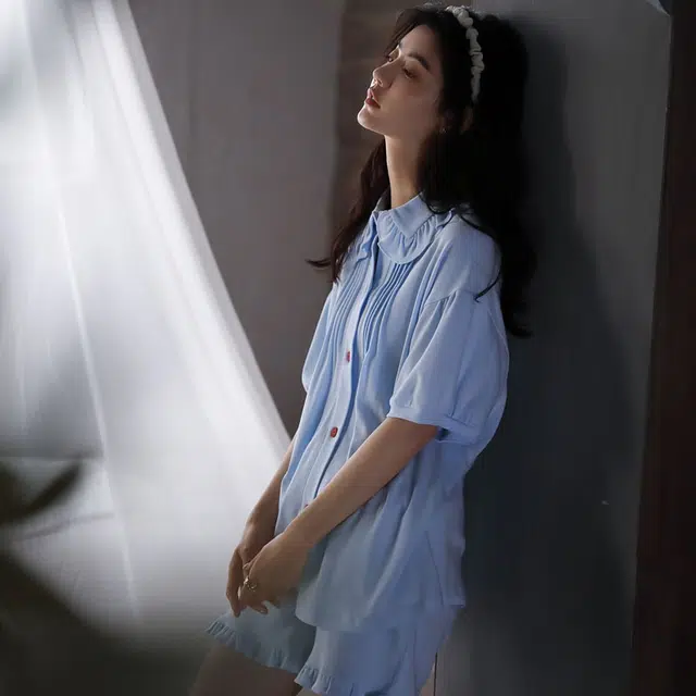 同语 凉感棉睡衣女夏季短袖纯棉薄款套装可外穿夏天女士 家居套装