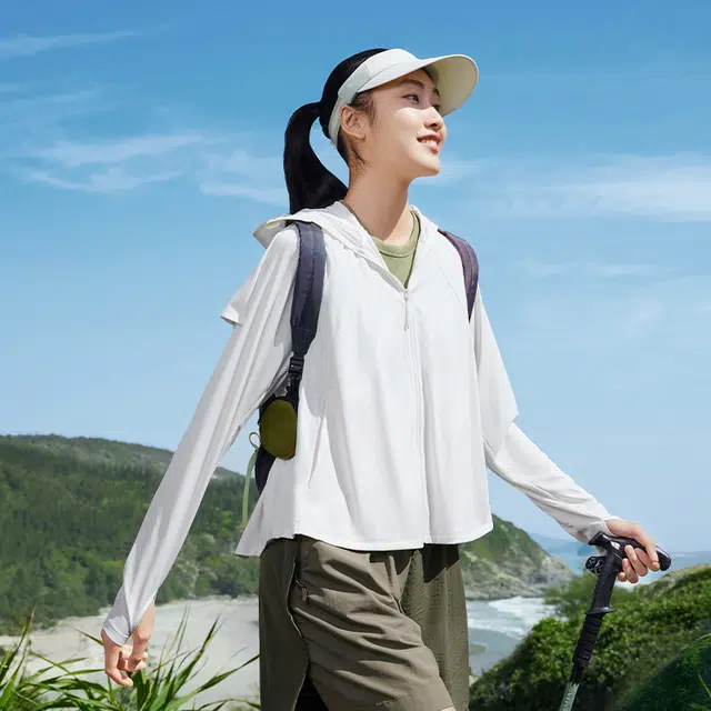 蕉下 纯色披肩防紫外线大帽檐薄款连帽防晒衣 女款