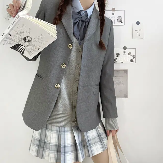 东鲸岁时记 格纹百褶高腰半身裙 女款