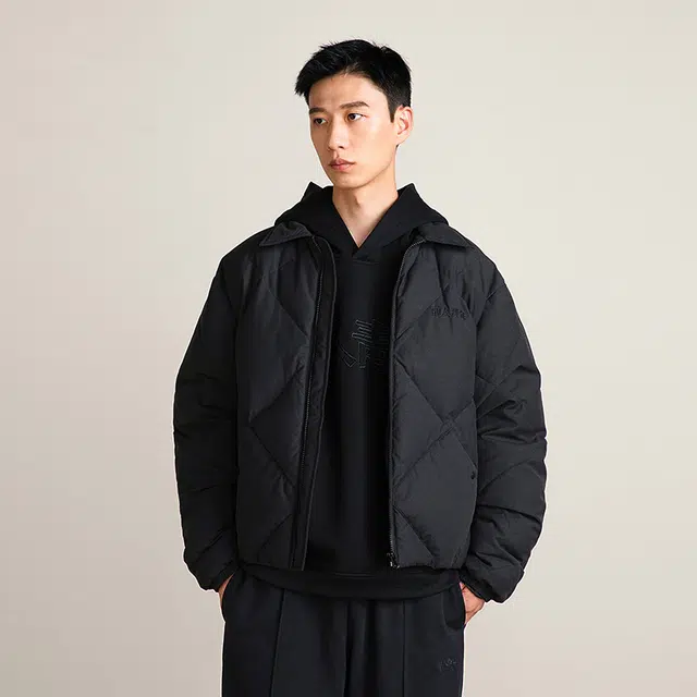 华人青年 基础纯色翻领羽绒服外套 男女同款