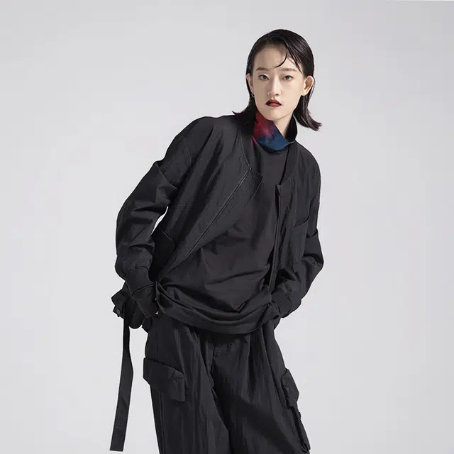 幻象者 纯色拉链工装夹克 男女同款 黑色