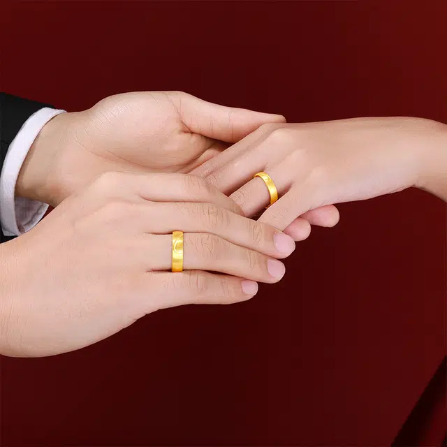 周六福 足金结婚活口可调节爱心戒 黄金 按克计价 戒指 男女同款情侣款