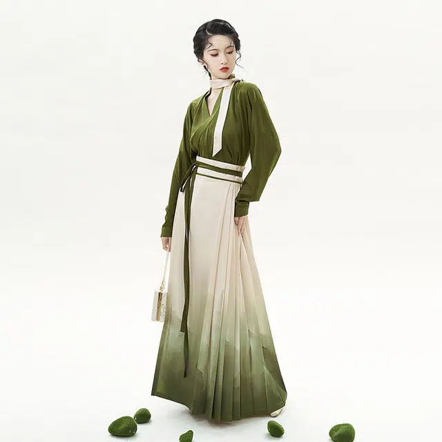 织造司 明制汉元素交领窄袖合身汉服 女款 绿色