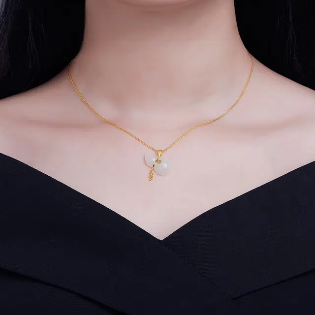 久爱 金镶玉葫芦挂坠碧玉福禄佩饰 足金 吊坠 女款