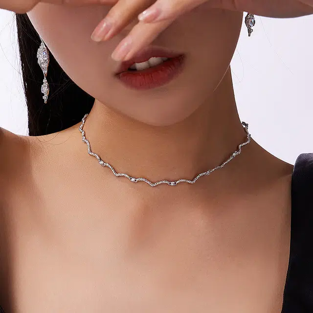 名工珠宝清溪冷项链女银小众设计感锁骨链性感颈链饰品简约气质闺蜜
