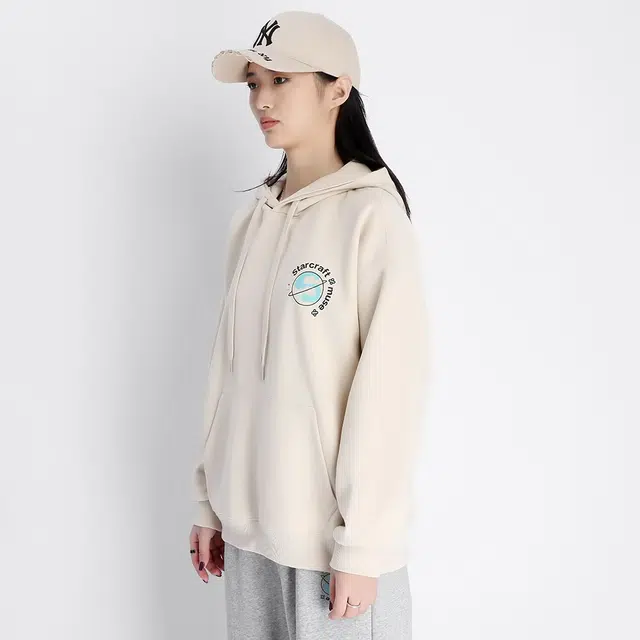 星际者 趣味图案字母印花连帽套头宽松卫衣 男女同款