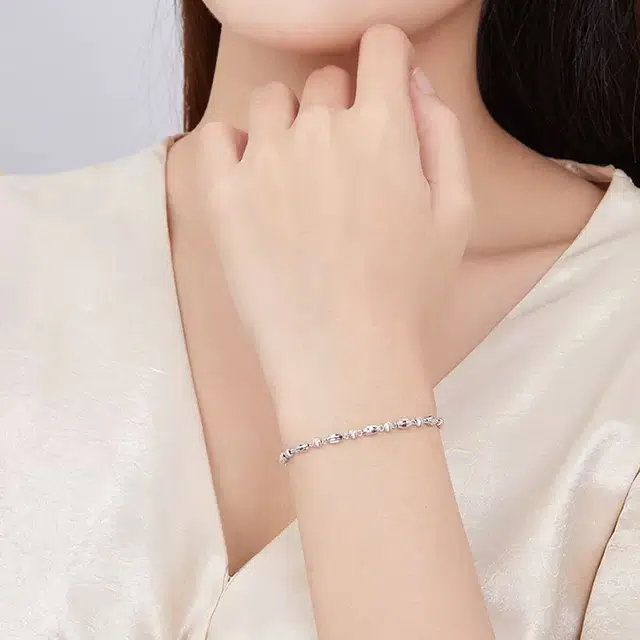六桂福珠宝 铂金转运圆珠手链女 简约经典手饰
