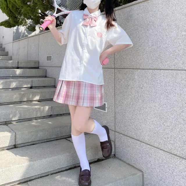 九条喵 刺绣短袖衬衫制服上装 女款