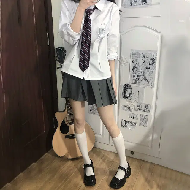 东鲸岁时记 纯色翻领单排扣长袖 紫川附中衬衫 女款