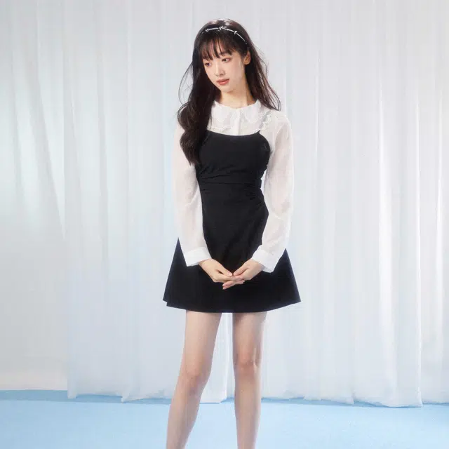 松本丧丧 新款系列 纯色娃娃领蕾丝雪纺微透长袖衬衫 女款 白色