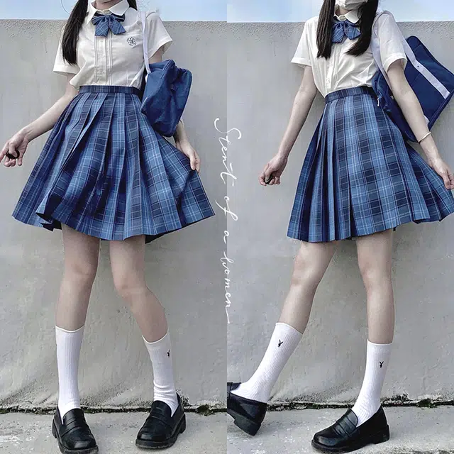 东鲸岁时记  格纹学院风短款百褶半身制服裙装 水梨町