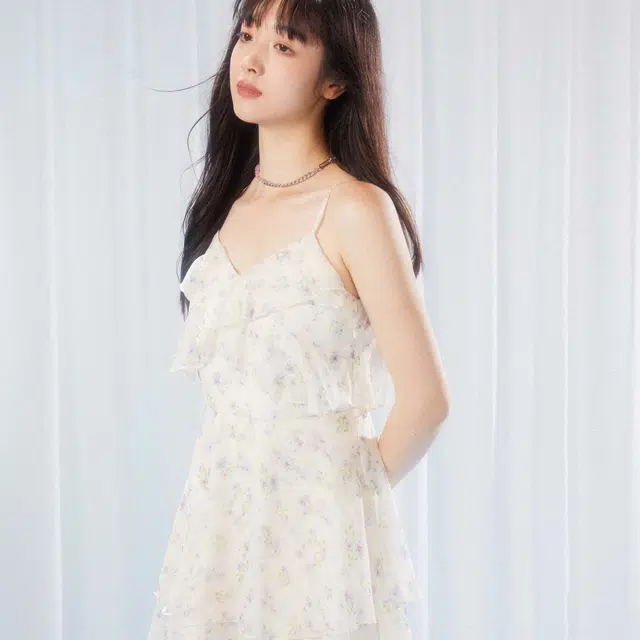 礼盒装送礼松本丧丧 茉莉花碎花薄款吊带连衣裙 女款 奶黄色