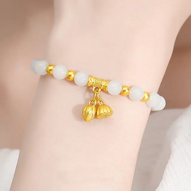 久爱 莲蓬两世欢手饰 足金 黄金手串 女款