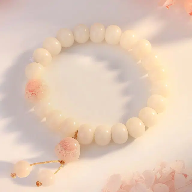 银千惠 蜜桃喵爪 新中式粉红猫爪平安纳福手腕链 温柔感转运珠流苏串珠链 小众少女心送 女友生日礼品礼物礼盒 菩提子/菩提籽 手串 女款