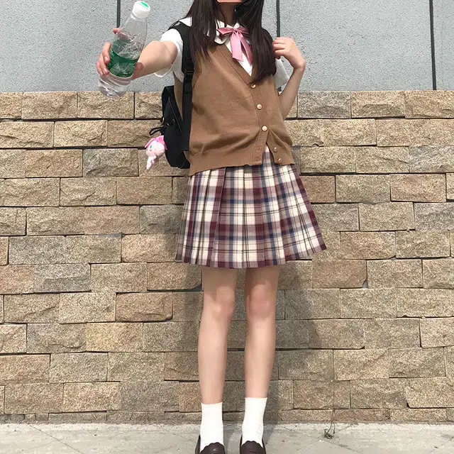 东鲸岁时记 高腰格子百褶半身裙 女款