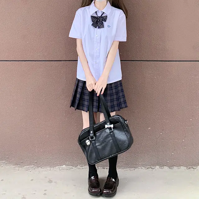 东鲸岁时记 刺绣印花收腰短袖 紫川附中衬衫 女款