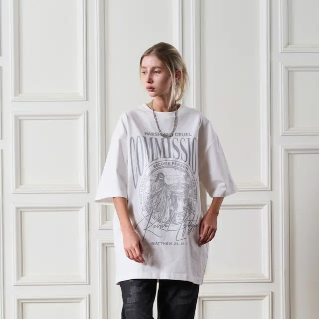 HARSH AND CRUEL Retro Letter Print Loose T-Shirt