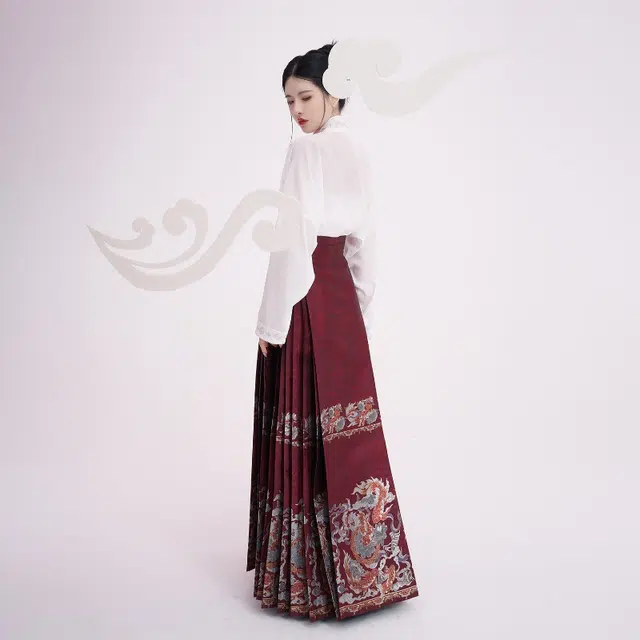 织造司 年年 新中式明制织金马面搭配飞机袖百搭衬衫裙混搭中国风改良套装汉服 女款