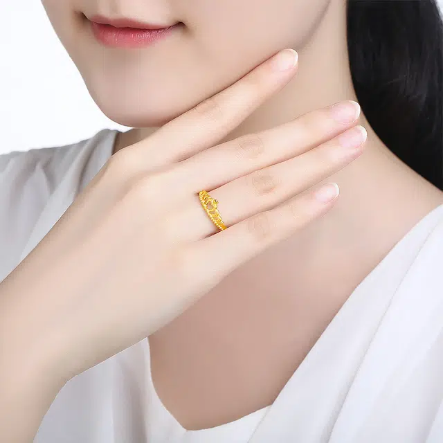 周六福 足金皇冠女戒结婚镂空活口可调节 黄金 按克计价 戒指 女款