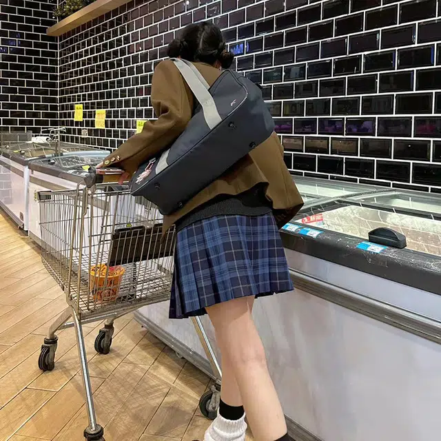 东鲸岁时记 日系复古制服格纹短款百搭学生百褶鲸落半身裙